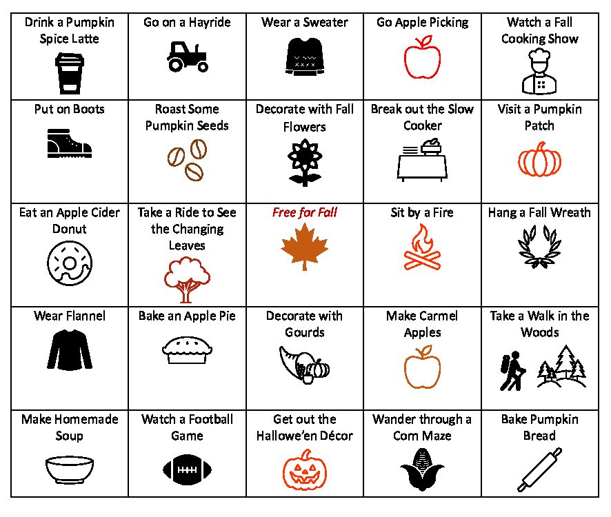 Autumn Bingo Card